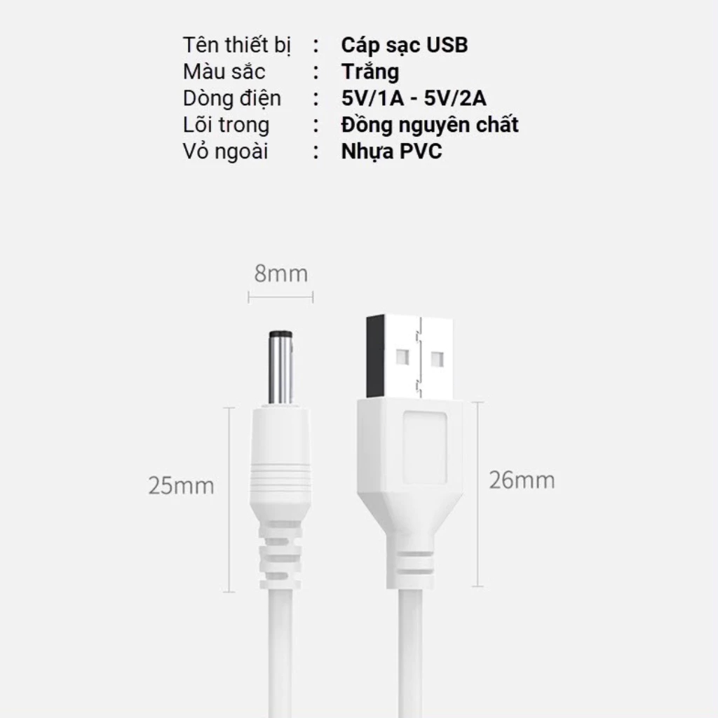 Dây sạc 3,5 mm Dây sạc tiện lợi cho bàn chải đánh răng điện/máy rửa mặt không dễ gãy