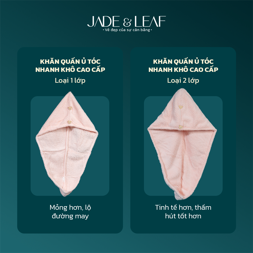 Khăn Quấn Ủ Tóc Jade&Leaf Cao Cấp 2 Lớp, Nhanh Khô Chất Microfiber Siêu Thấm Hút, Siêu Dày