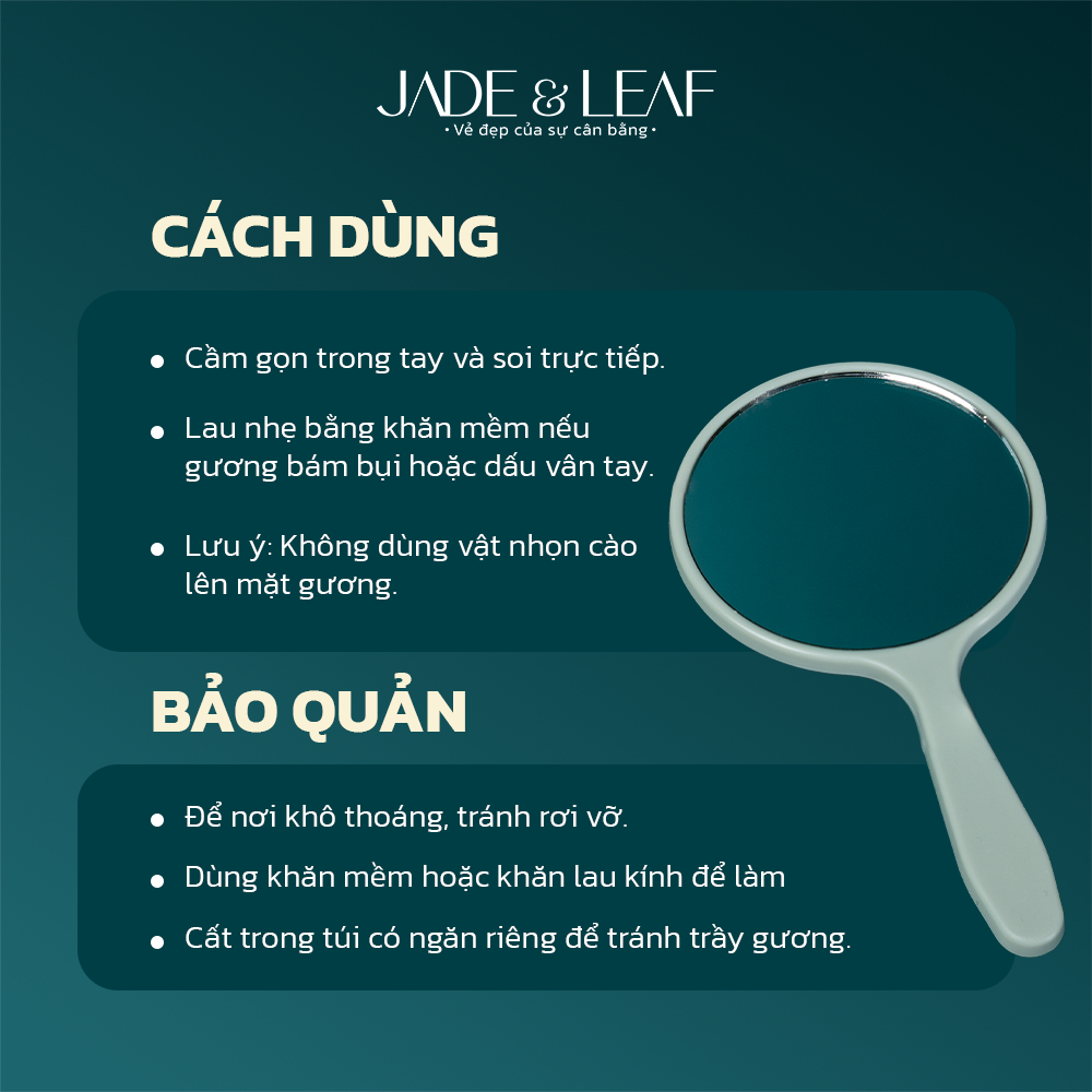 Gương Mini Cầm Tay Di Động Jade&Leaf, Gương Trang Điểm Nhỏ Gọn, Bỏ Túi Tiện Lợi Dễ Mang Đi