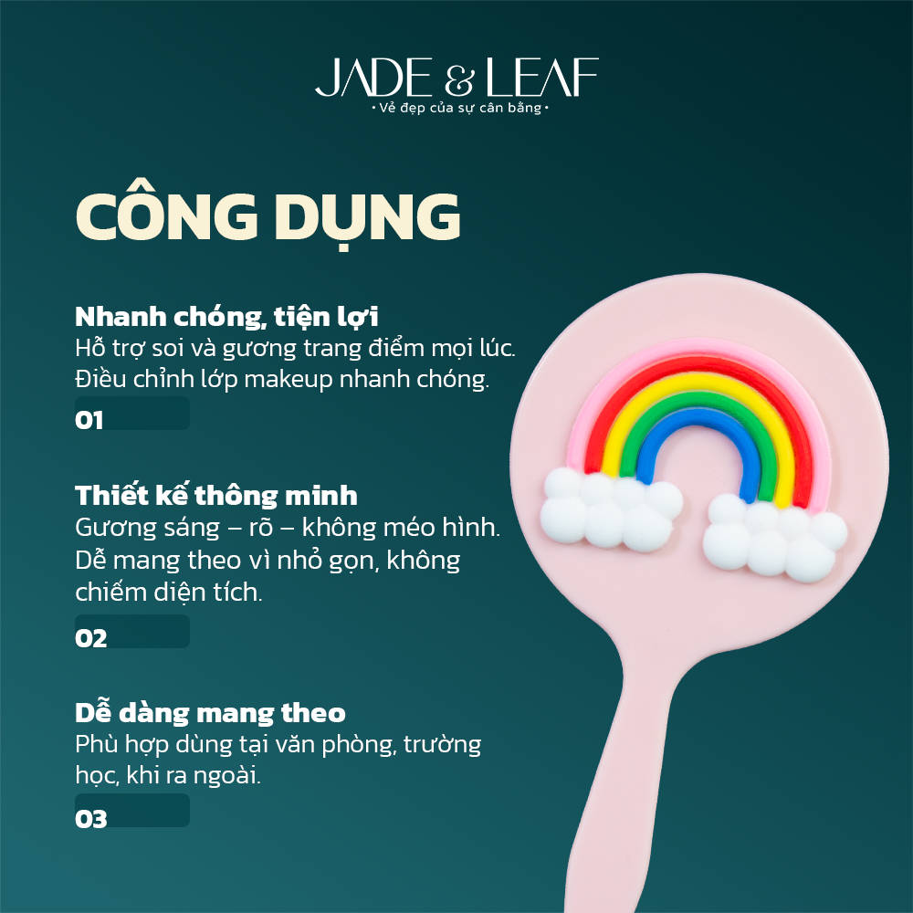 Gương Mini Cầm Tay Di Động Jade&Leaf, Gương Trang Điểm Nhỏ Gọn, Bỏ Túi Tiện Lợi Dễ Mang Đi