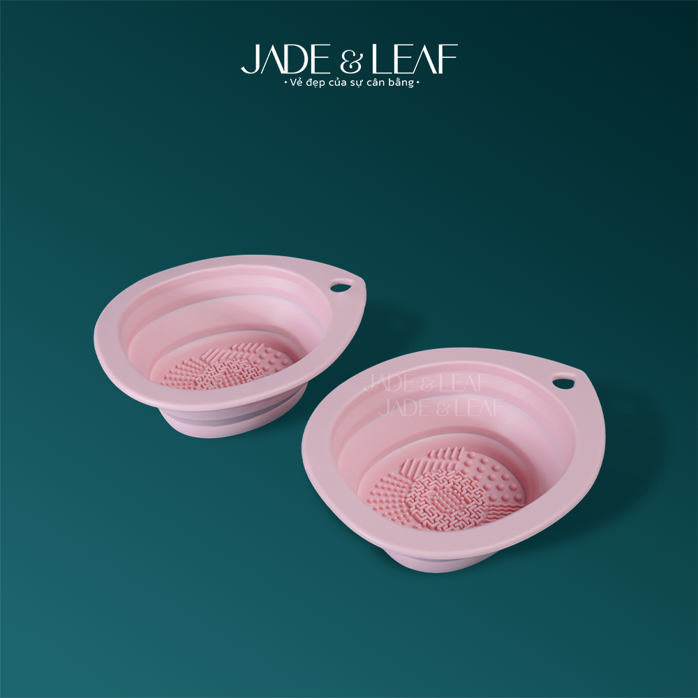 Dụng Cụ Vệ Sinh Cọ Trang Điểm Jade&Leaf Bằng Silicone, Chậu Giặt Cọ Mút Trang Điểm Gấp Gọn Hồng