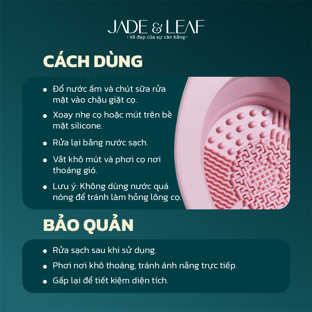 Dụng Cụ Vệ Sinh Cọ Trang Điểm Jade&Leaf Bằng Silicone, Chậu Giặt Cọ Mút Trang Điểm Gấp Gọn Hồng