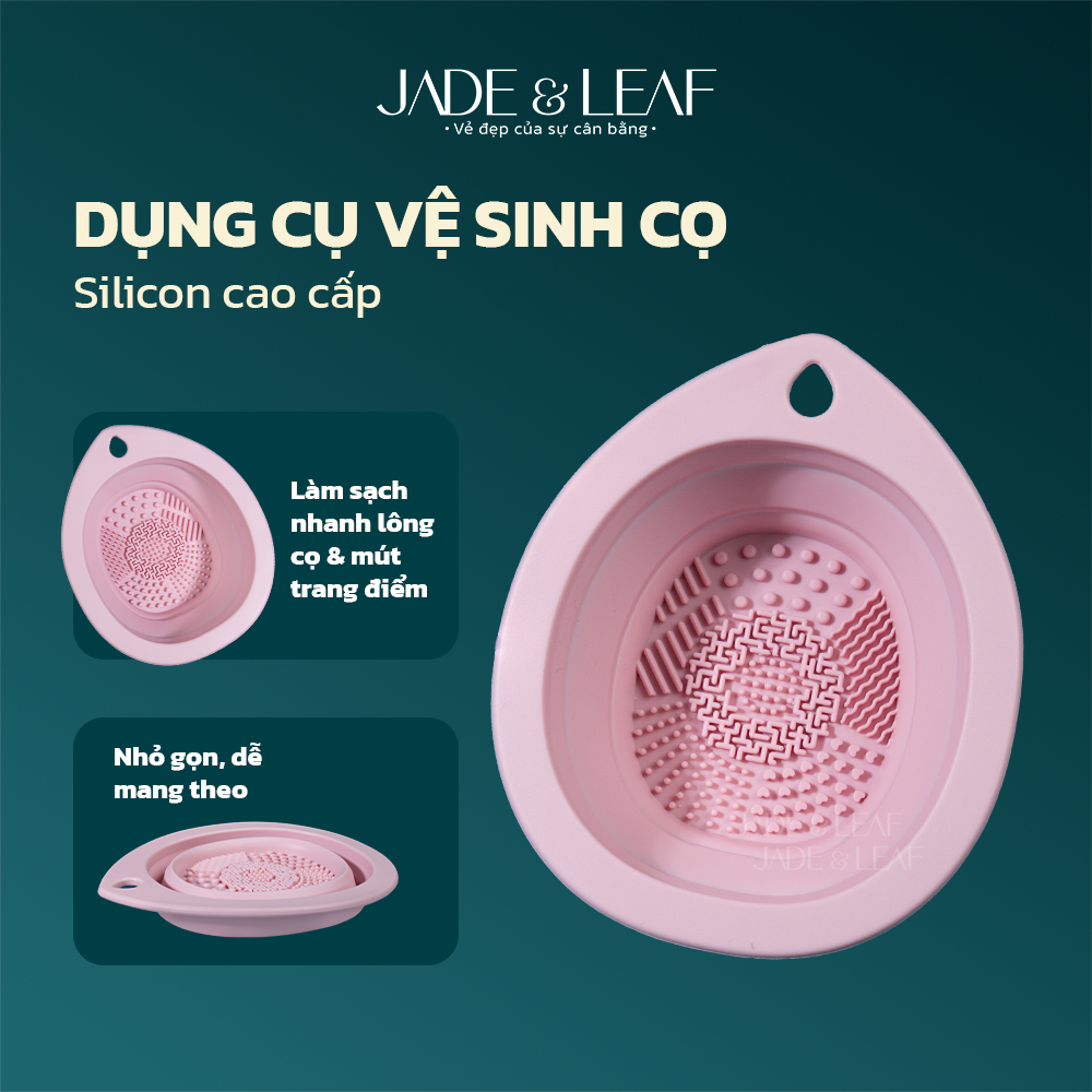 Dụng Cụ Vệ Sinh Cọ Trang Điểm Jade&Leaf Bằng Silicone, Chậu Giặt Cọ Mút Trang Điểm Gấp Gọn Hồng