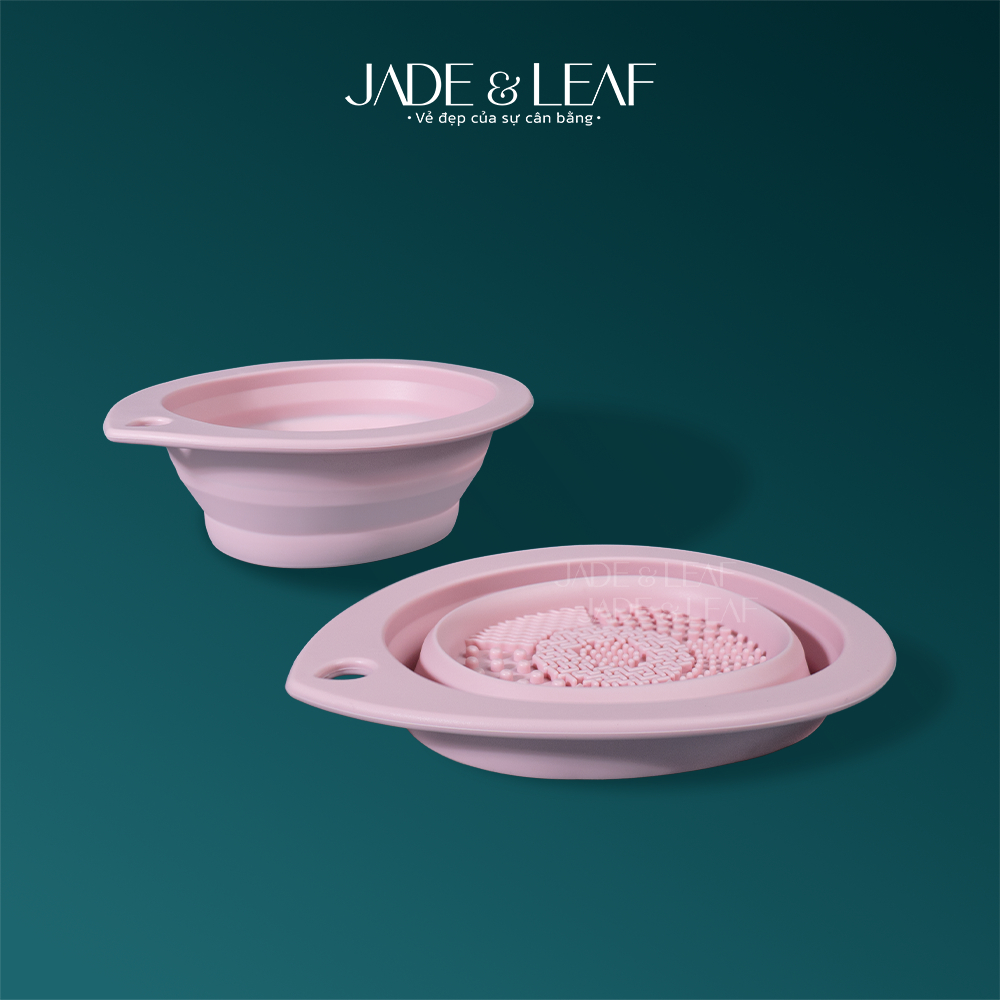 Dụng Cụ Vệ Sinh Cọ Trang Điểm Jade&Leaf Bằng Silicone, Chậu Giặt Cọ Mút Trang Điểm Gấp Gọn Hồng