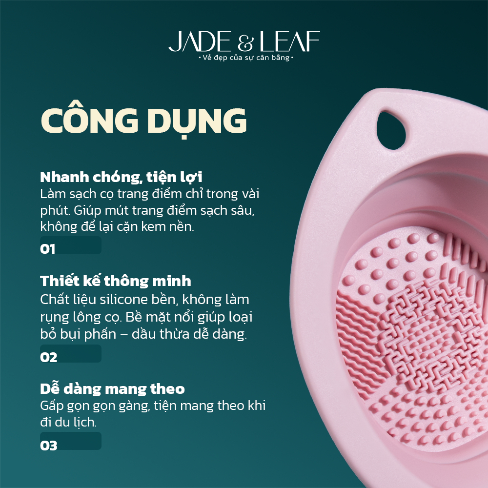 Dụng Cụ Vệ Sinh Cọ Trang Điểm Jade&Leaf Bằng Silicone, Chậu Giặt Cọ Mút Trang Điểm Gấp Gọn Hồng