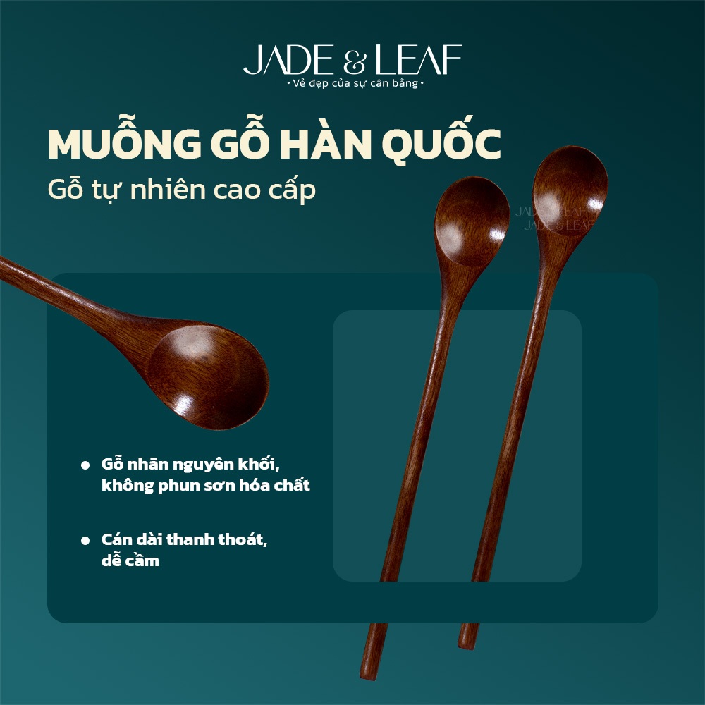 Muỗng Gỗ Hàn Quốc Jade&Leaf, Thìa Gỗ Cán Dài Từ Gỗ Cao Cấp Đắp Mặt Nạ Trộn Bột Trang Trí Tiện Lợi