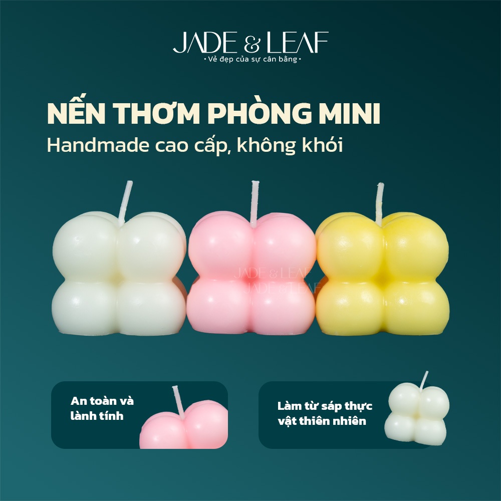 Nến Thơm Phòng Mini Jade&Leaf Handmade Cao Cấp, Không Khói Thành Phần Thiên Nhiên Thư Giãn Dễ Ngủ