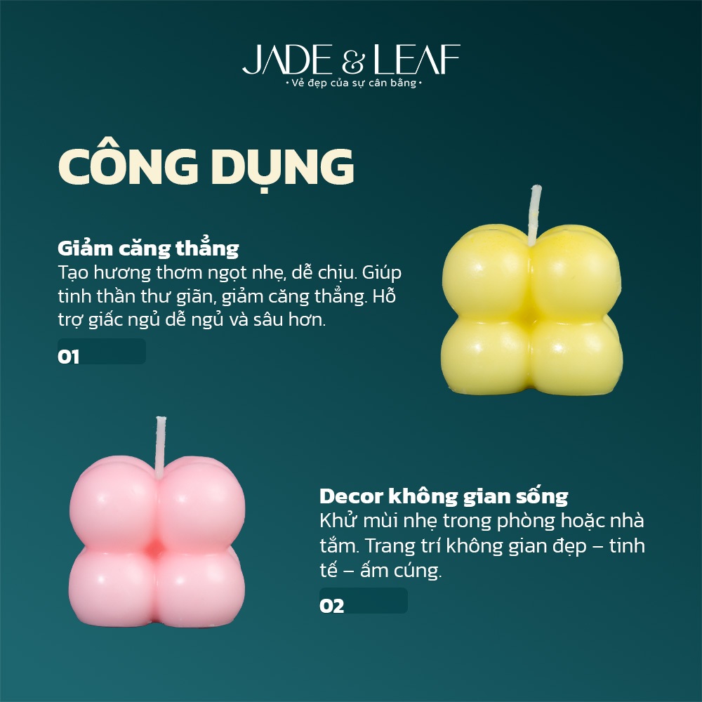 Nến Thơm Phòng Mini Jade&Leaf Handmade Cao Cấp, Không Khói Thành Phần Thiên Nhiên Thư Giãn Dễ Ngủ