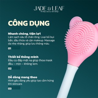 Bàn Chải Rửa Mặt Silicon Jade&Leaf, 2 Đầu Tiện Lợi Cọ Đắp Mặt Nạ Rửa Mặt Hình Gấu Siêu Dễ Thương