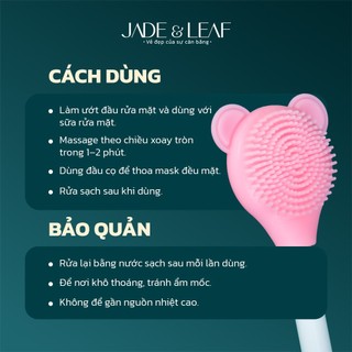 Bàn Chải Rửa Mặt Silicon Jade&Leaf, 2 Đầu Tiện Lợi Cọ Đắp Mặt Nạ Rửa Mặt Hình Gấu Siêu Dễ Thương