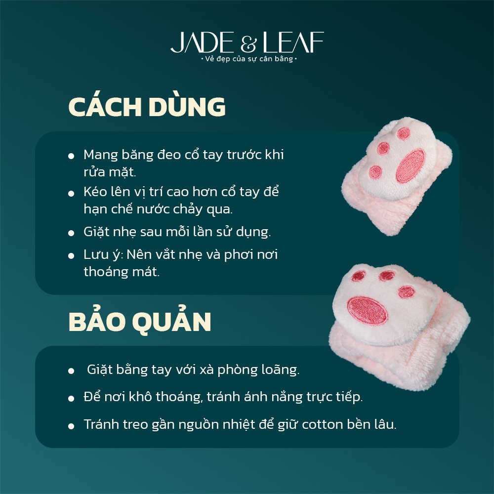 Băng Đeo Cổ Tay Jade&Leaf Cao Cấp, Cotton Mềm Mại 1 Cặp 2 Cái, Chống Nước Tiện Lợi Khi Rửa Mặt
