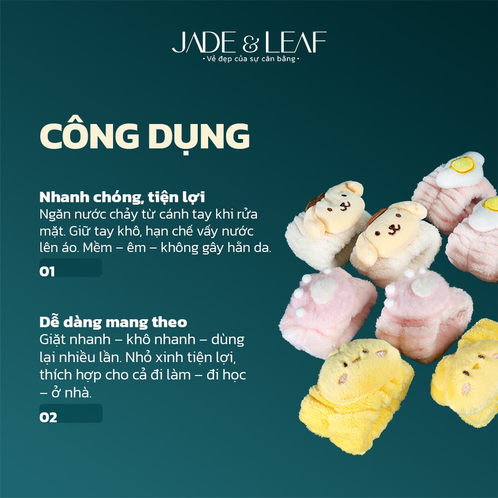 Băng Đeo Cổ Tay Jade&Leaf Cao Cấp, Cotton Mềm Mại 1 Cặp 2 Cái, Chống Nước Tiện Lợi Khi Rửa Mặt