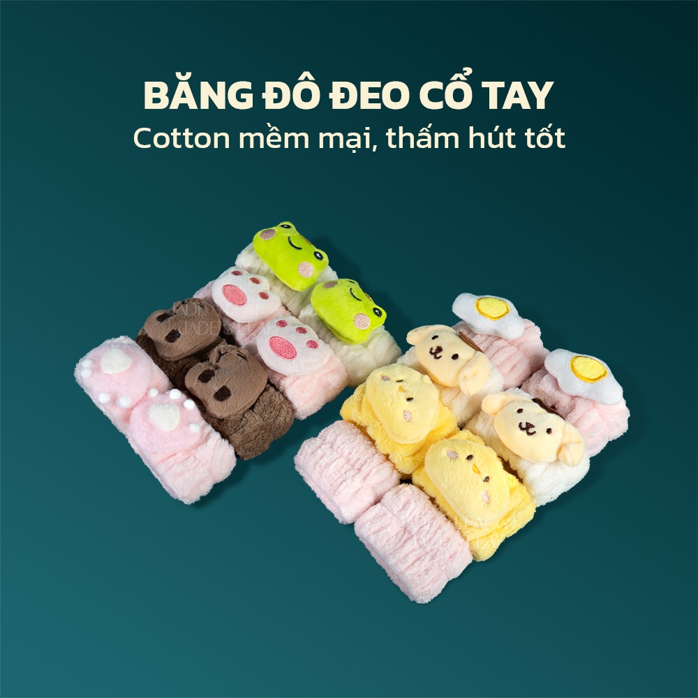 Băng Đô Đeo Cổ Tay Jade&Leaf, Chất Liệu Cotton Mềm Mại 1 Cặp 2 Cái Chống Nước Tiện Lợi Dễ Thương