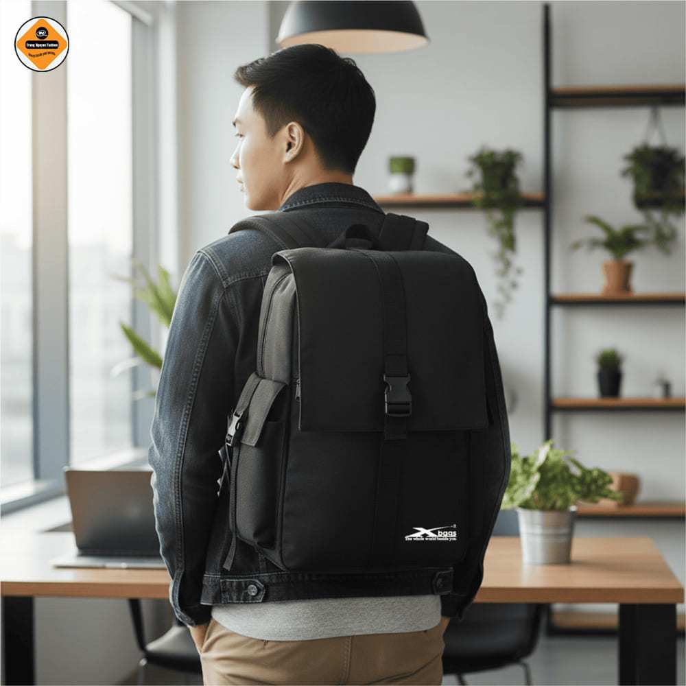 Balo Laptop Thời Trang Xbags Modern Màu Đen Nhỏ Gọn, Chống Sốc, Trượt Nước, Trẻ Trung Cá Tính!