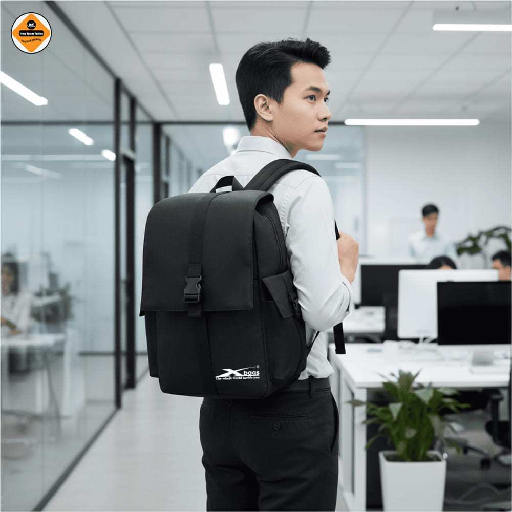 Balo Laptop Thời Trang Xbags Modern Màu Đen Nhỏ Gọn, Chống Sốc, Trượt Nước, Trẻ Trung Cá Tính!