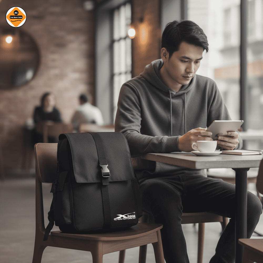 Balo Laptop Thời Trang Xbags Modern Màu Đen Nhỏ Gọn, Chống Sốc, Trượt Nước, Trẻ Trung Cá Tính!