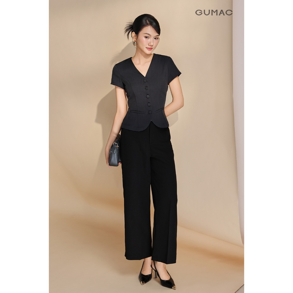 Áo Kiểu Nữ GUMAC Rã Decoup Ôm Nhẹ Tôn Dáng Đính Nút Bọc Tinh Tế Sang Trọng  AF05039 - AG07098