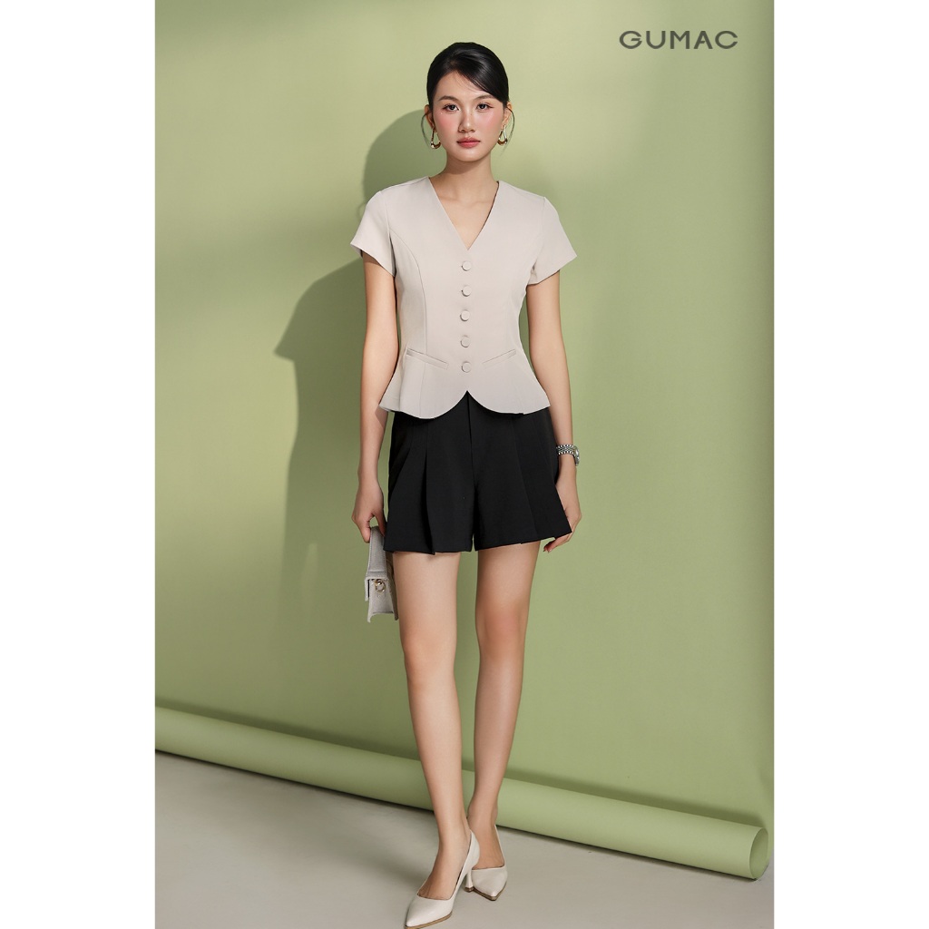 Áo Kiểu Nữ GUMAC Rã Decoup Ôm Nhẹ Tôn Dáng Đính Nút Bọc Tinh Tế Sang Trọng  AF05039 - AG07098