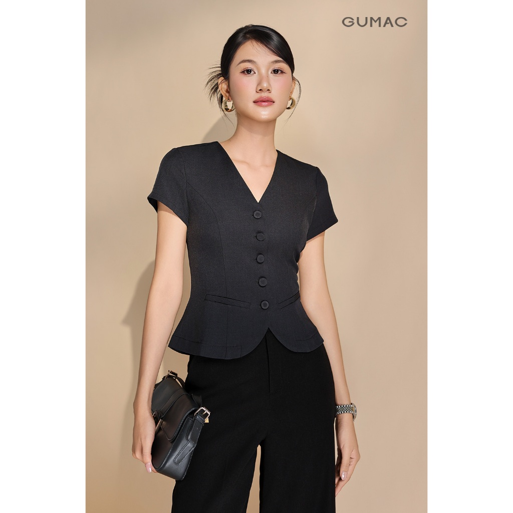 Áo Kiểu Nữ GUMAC Rã Decoup Ôm Nhẹ Tôn Dáng Đính Nút Bọc Tinh Tế Sang Trọng  AF05039 - AG07098