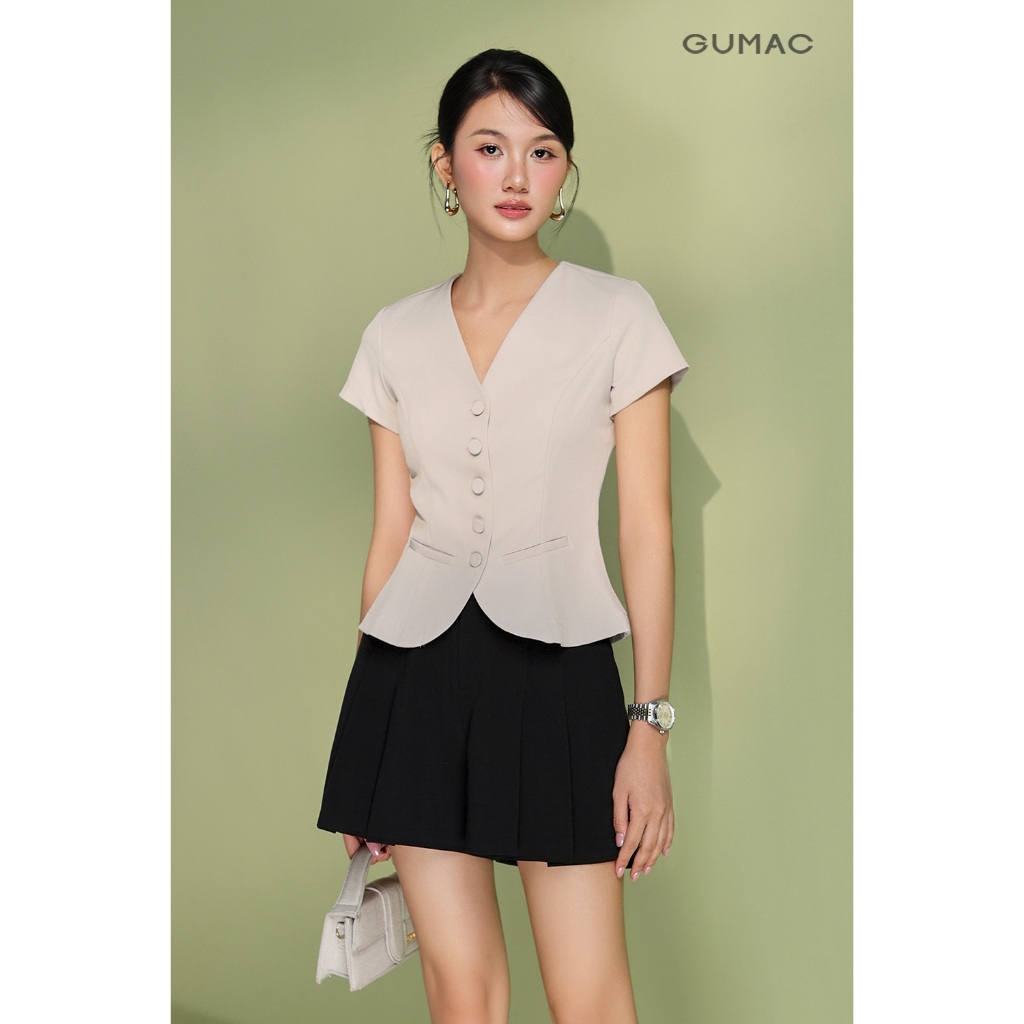 Áo Kiểu Nữ GUMAC Rã Decoup Ôm Nhẹ Tôn Dáng Đính Nút Bọc Tinh Tế Sang Trọng  AF05039 - AG07098