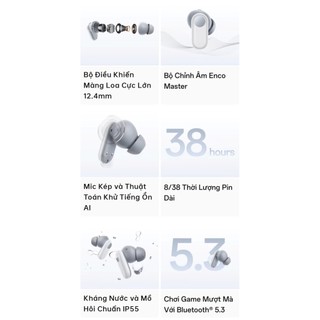 Tai nghe Bluetooth Không dây OPPO Enco Buds 2 Pro | 38 giờ phát nhạc | Công thái học | Khử ồn AI