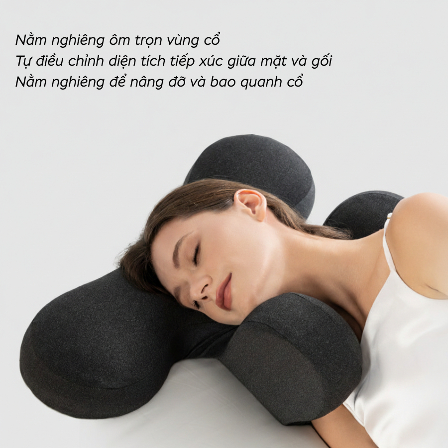 Gối công thái học giúp giảm áp lực lên mặt, mang lại giấc ngủ sâu và thoải mái