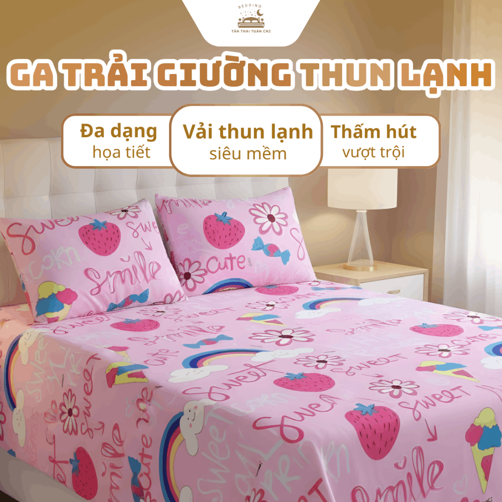 Ga trải giường thun lạnh Hàn Quốc in 3D bọc nệm cao dưới 30cm đủ size 1m 1m6 1m8 đến 2m2