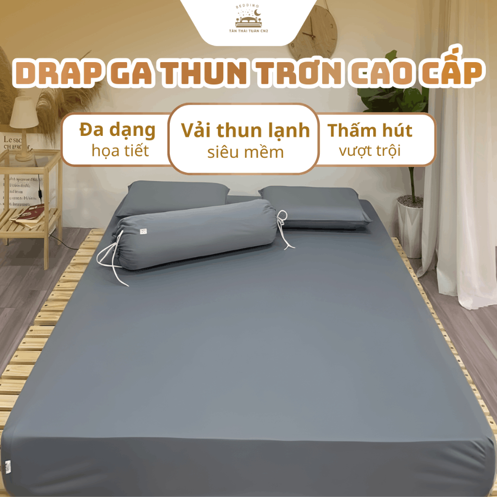 Drap ga thun trơn lẻ cao cấp ga trải giường thun co giãn 4 chiều ôm nệm chắc chắn nhiều màu