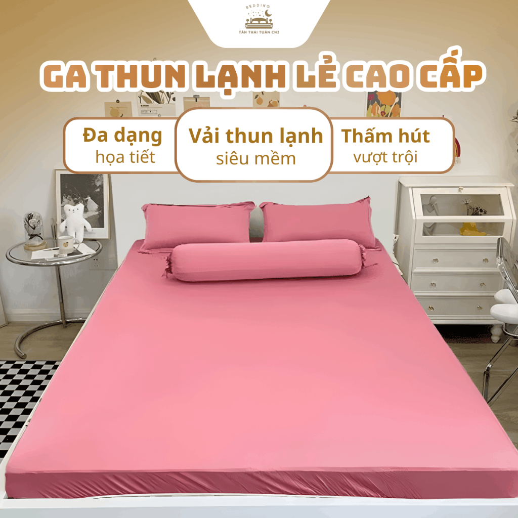 Ga thun lạnh lẻ cao cấp một màu co giãn 4 chiều ga trải giường ôm nệm may theo size yêu cầu