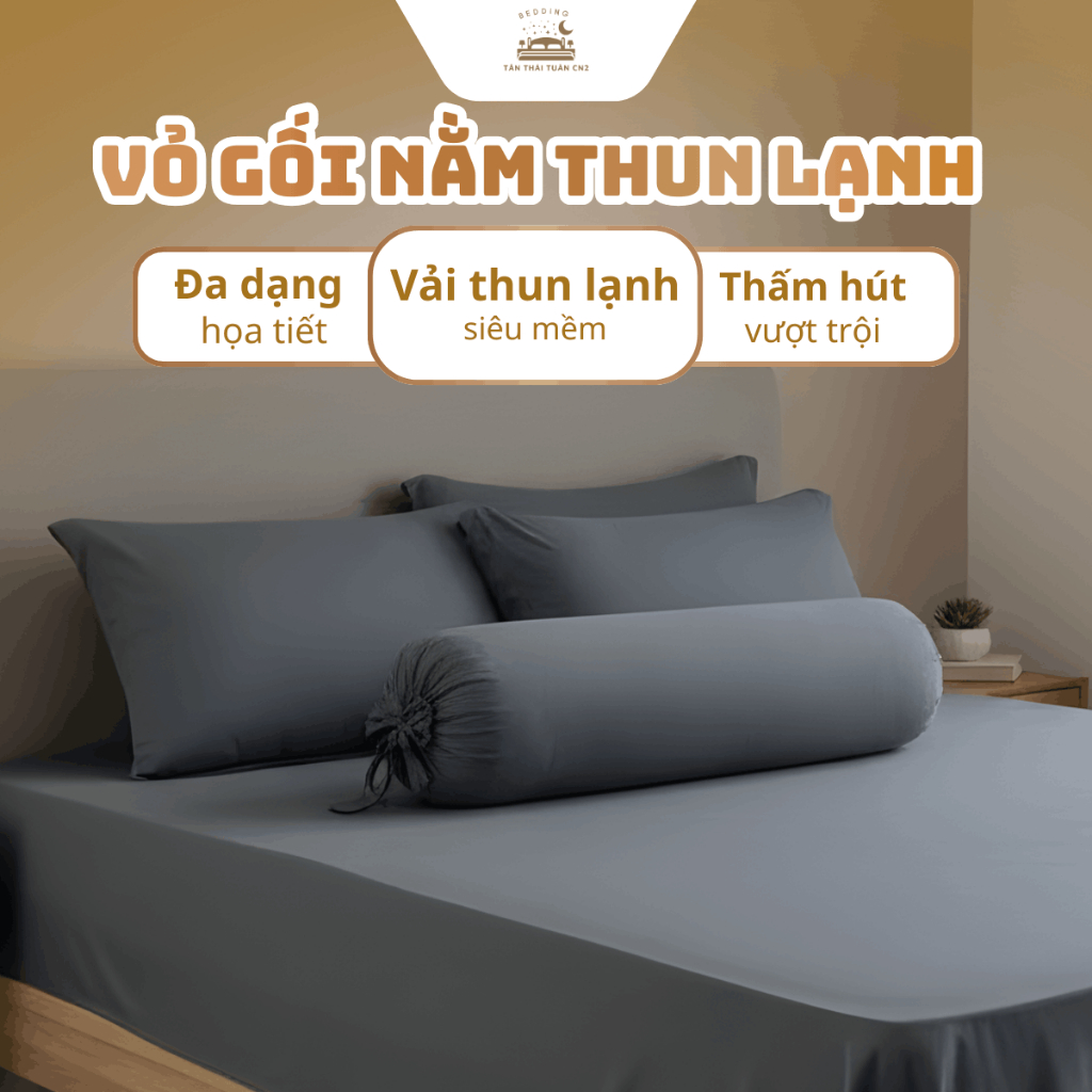 Áo gối nằm gối ôm thun lạnh một màu in Hàn Quốc mềm mịn mát lạnh dùng cho gia đình