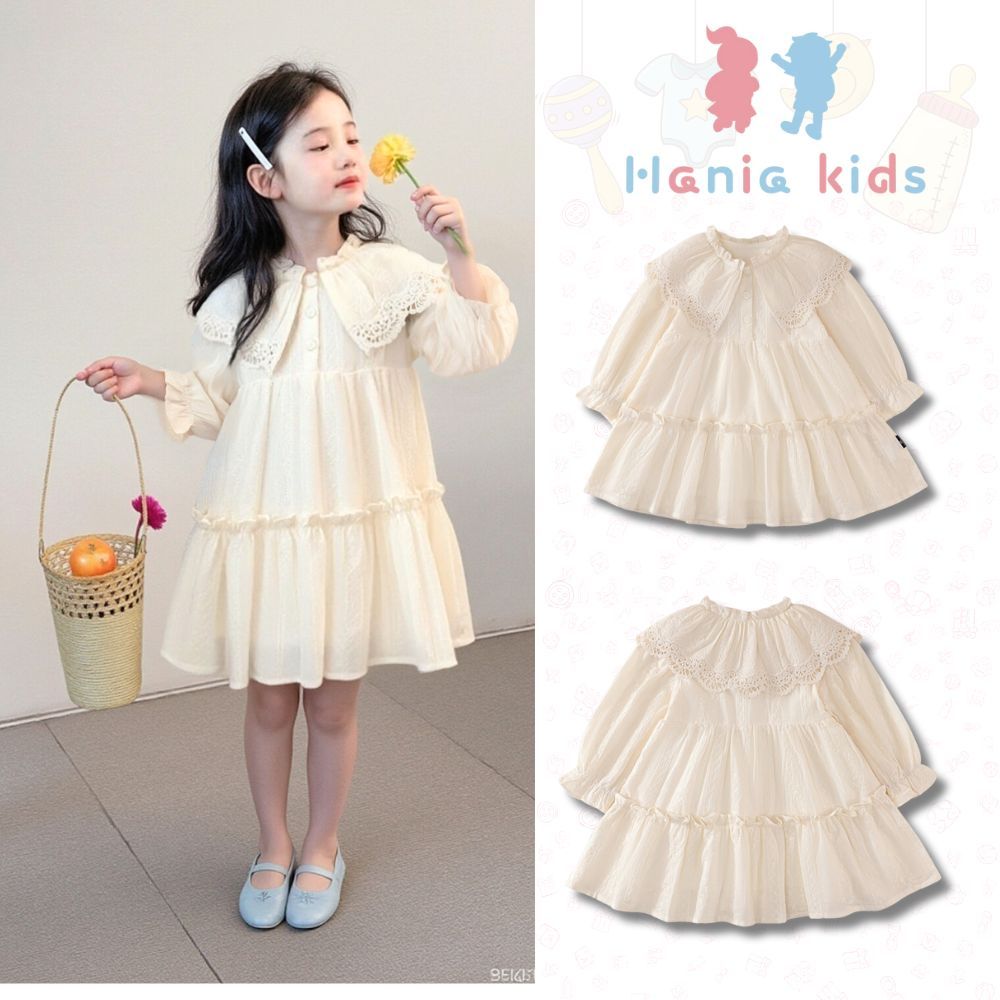 Váy Cho Bé Gái, BST Váy Dài Tay Cho Bé Gái Phong Cách Tiểu Thư Sang Chảnh Chất Liệu Cotton