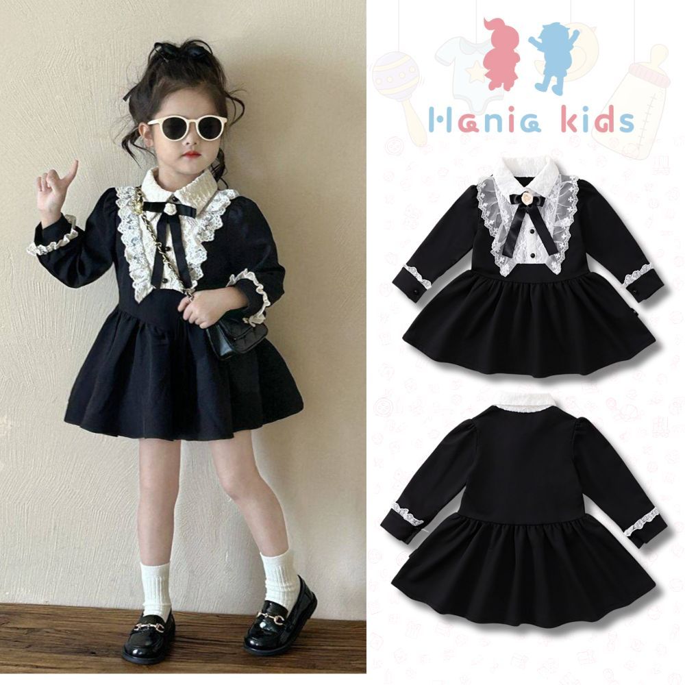 Váy Cho Bé Gái, BST Váy Dài Tay Cho Bé Gái Phong Cách Tiểu Thư Sang Chảnh Chất Liệu Cotton