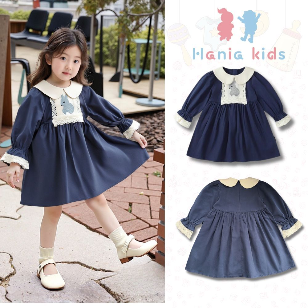 Váy Cho Bé Gái, BST Váy Dài Tay Cho Bé Gái Phong Cách Tiểu Thư Sang Chảnh Chất Liệu Cotton