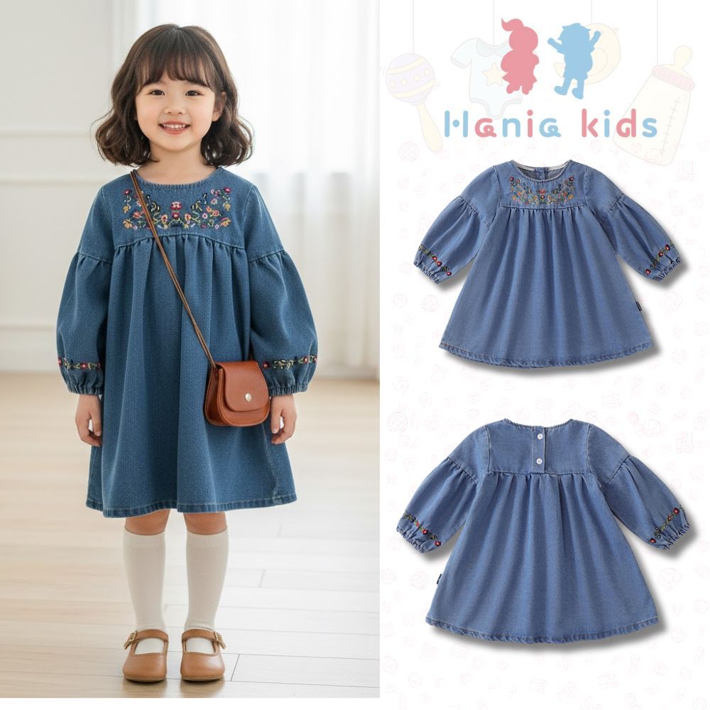 Váy Cho Bé Gái, BST Váy Dài Tay Cho Bé Gái Phong Cách Tiểu Thư Sang Chảnh Chất Liệu Cotton