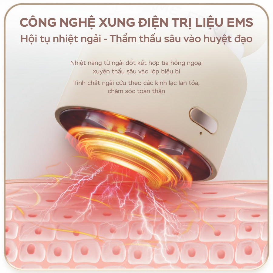 Máy xông ngải cứu cầm tay đá Bianstone cao cấp 2026 dùng cho mặt và body, tặng kèm 12 viên ngải cứu và tinh dầu ngải cứu