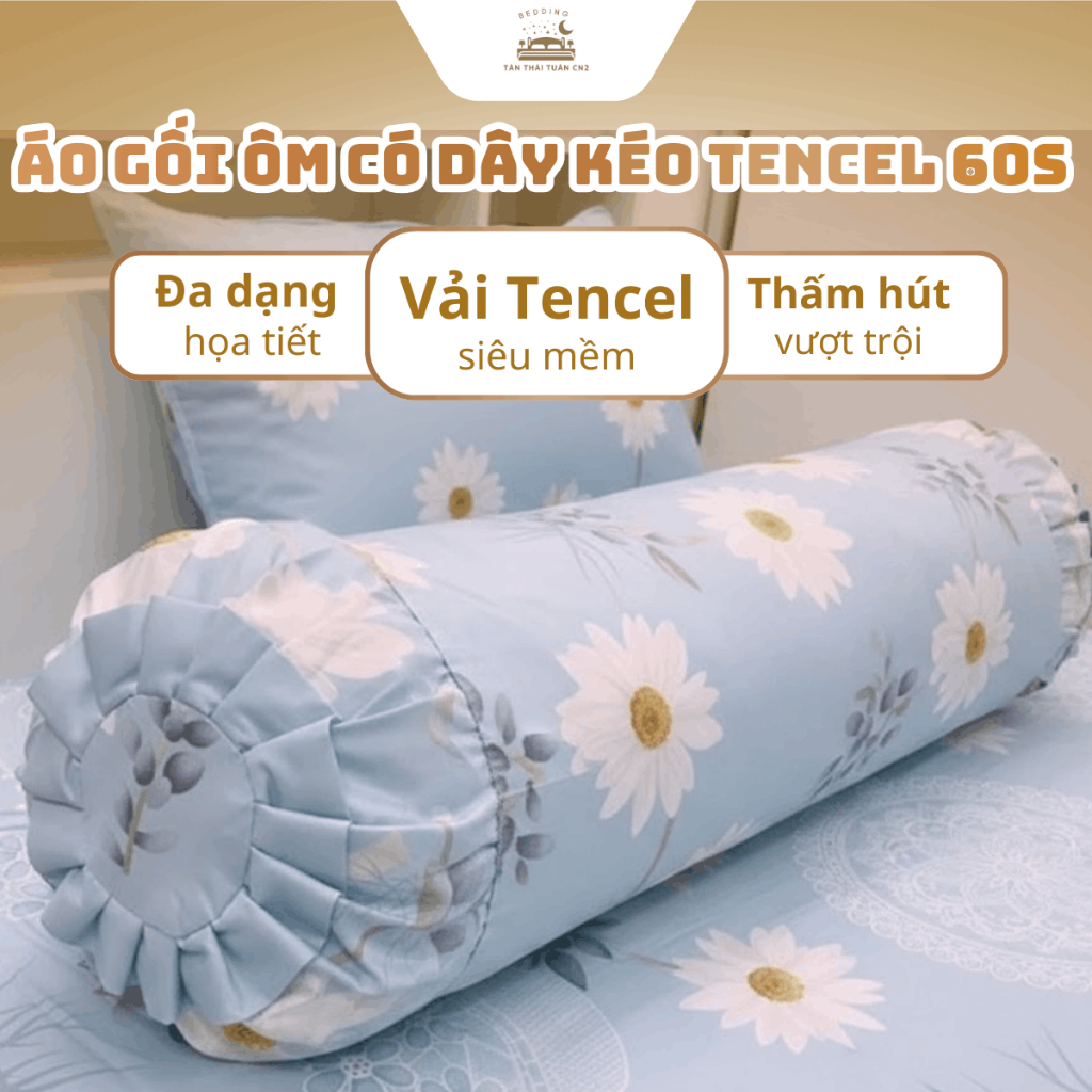 Áo gối ôm Tencel 60s cao cấp có dây kéo chất vải mềm mịn mát lạnh thoáng khí dễ sử dụng