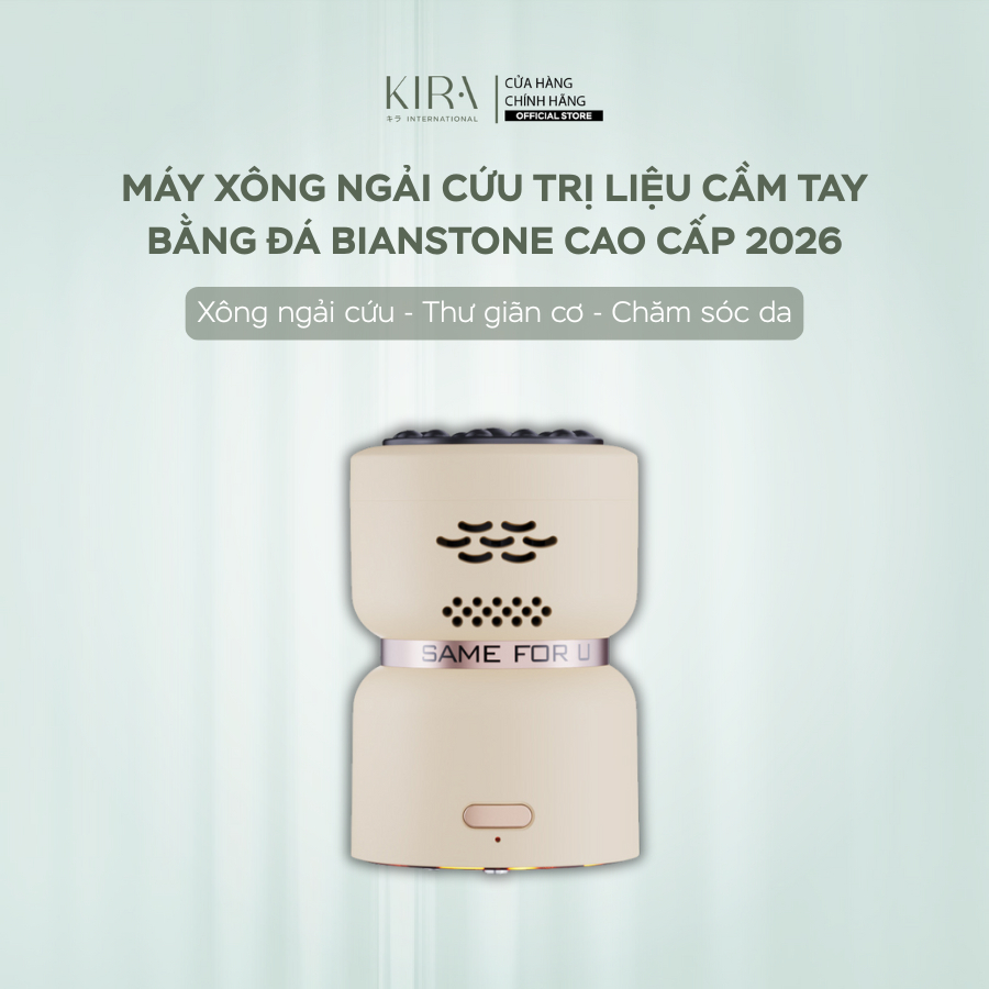 Máy xông ngải cứu cầm tay đá Bianstone cao cấp 2026 dùng cho mặt và body, tặng kèm 12 viên ngải cứu và tinh dầu ngải cứu