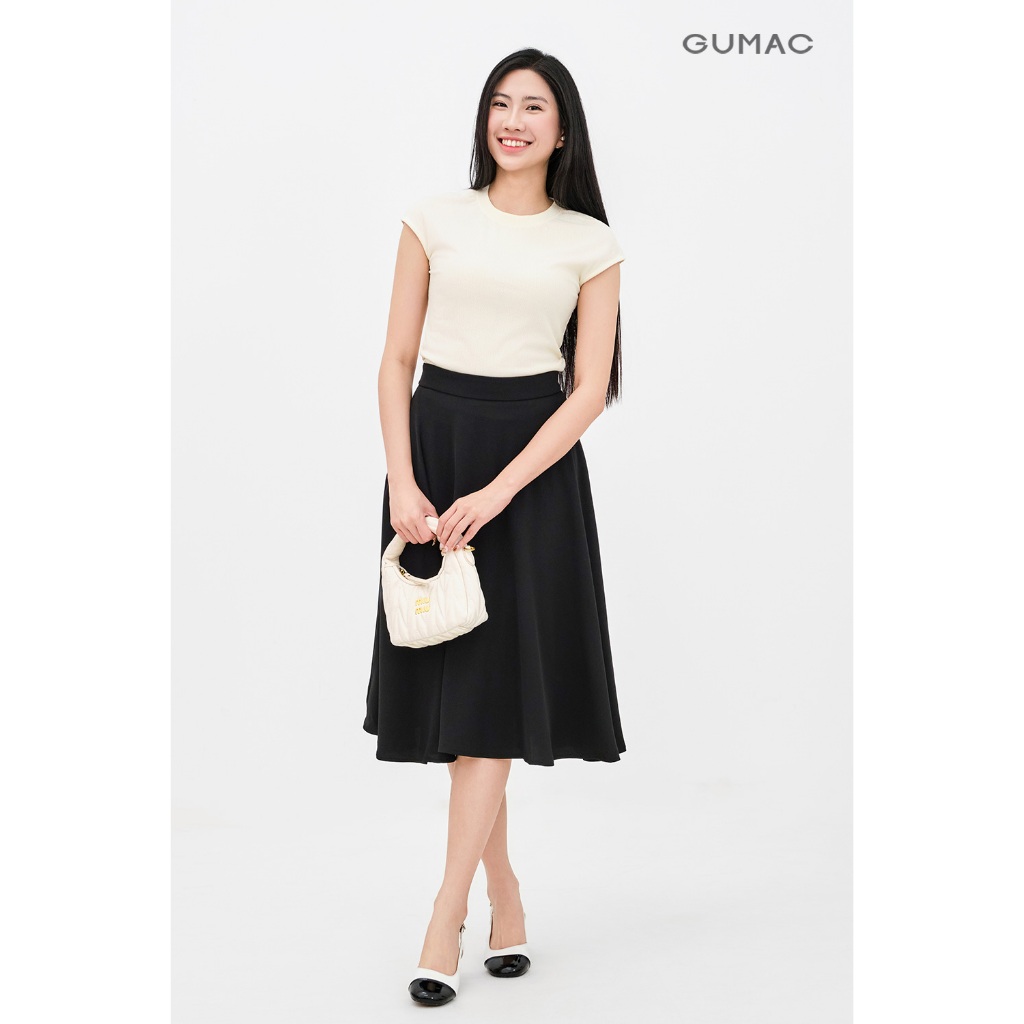 Áo Thun Nữ Cơ Bản GUMAC Form Ôm Vừa Kiểu Tay Hến Trẻ Trung ATE11035
