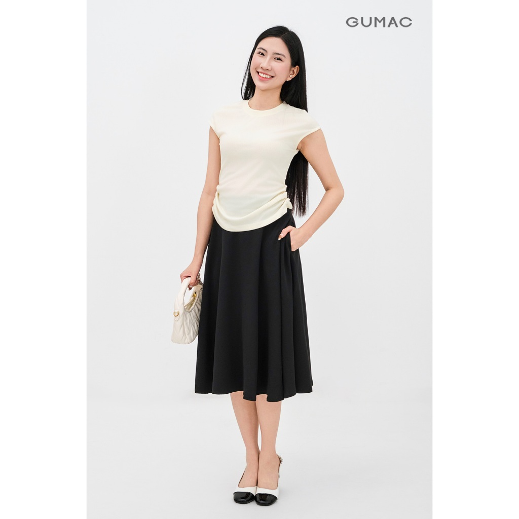 Áo Thun Nữ Cơ Bản GUMAC Form Ôm Vừa Kiểu Tay Hến Trẻ Trung ATE11035