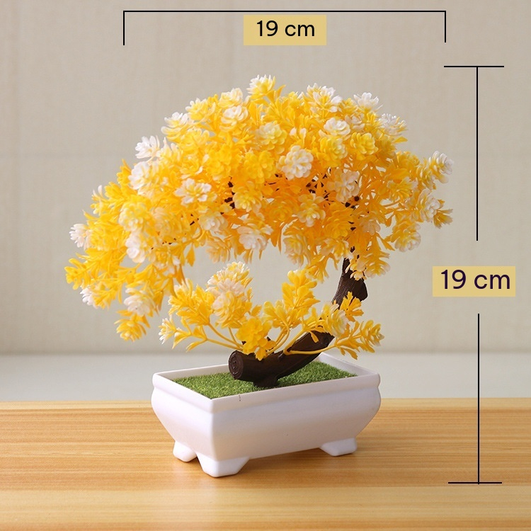 Chậu Cây Bonsai Giả Trang Trí | Cây Cảnh Để Bàn Phòng Khách, Phòng Ngủ | Phong Cách Tối Giản