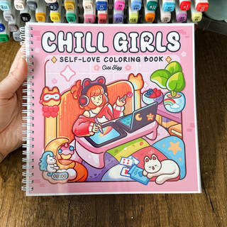 Bộ Tranh Tô Màu Chill Girls 42 Tranh, Giấy dày 200gsm Quyển A4 A5, Phù Hợp Màu Marker, Acrylic, Chì Màu, Sáp Màu
