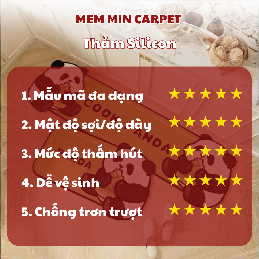 (TH63) Thảm Bếp Silicon Hàng Loại 1 Dày Và Mịn Thấm Hút Tốt, Mặt Đáy Chống trơn, chống trượt tốt - MemMinCarpet