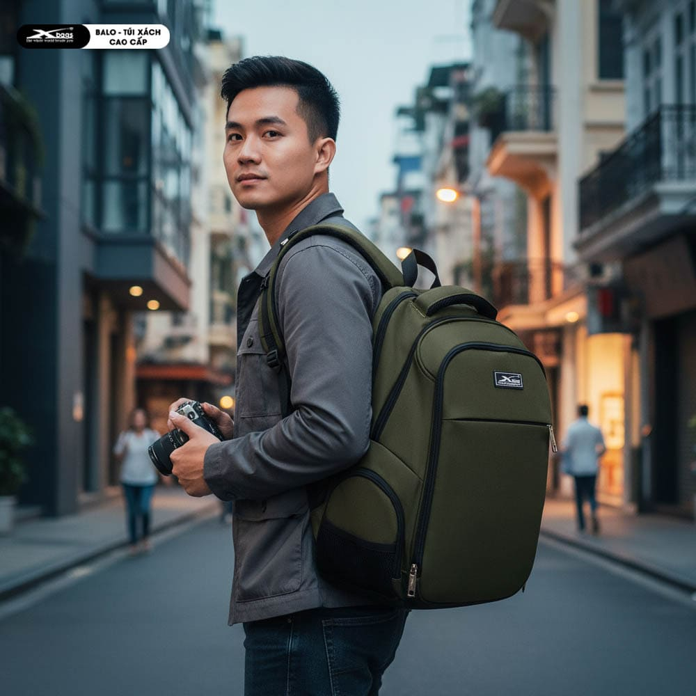 Balo Du Lịch Dung Tích Lớn Đựng Laptop 17 Inch Xbags Travel Cao Cấp Màu Xanh Lính Nam Mạnh Mẽ – Xb1001!
