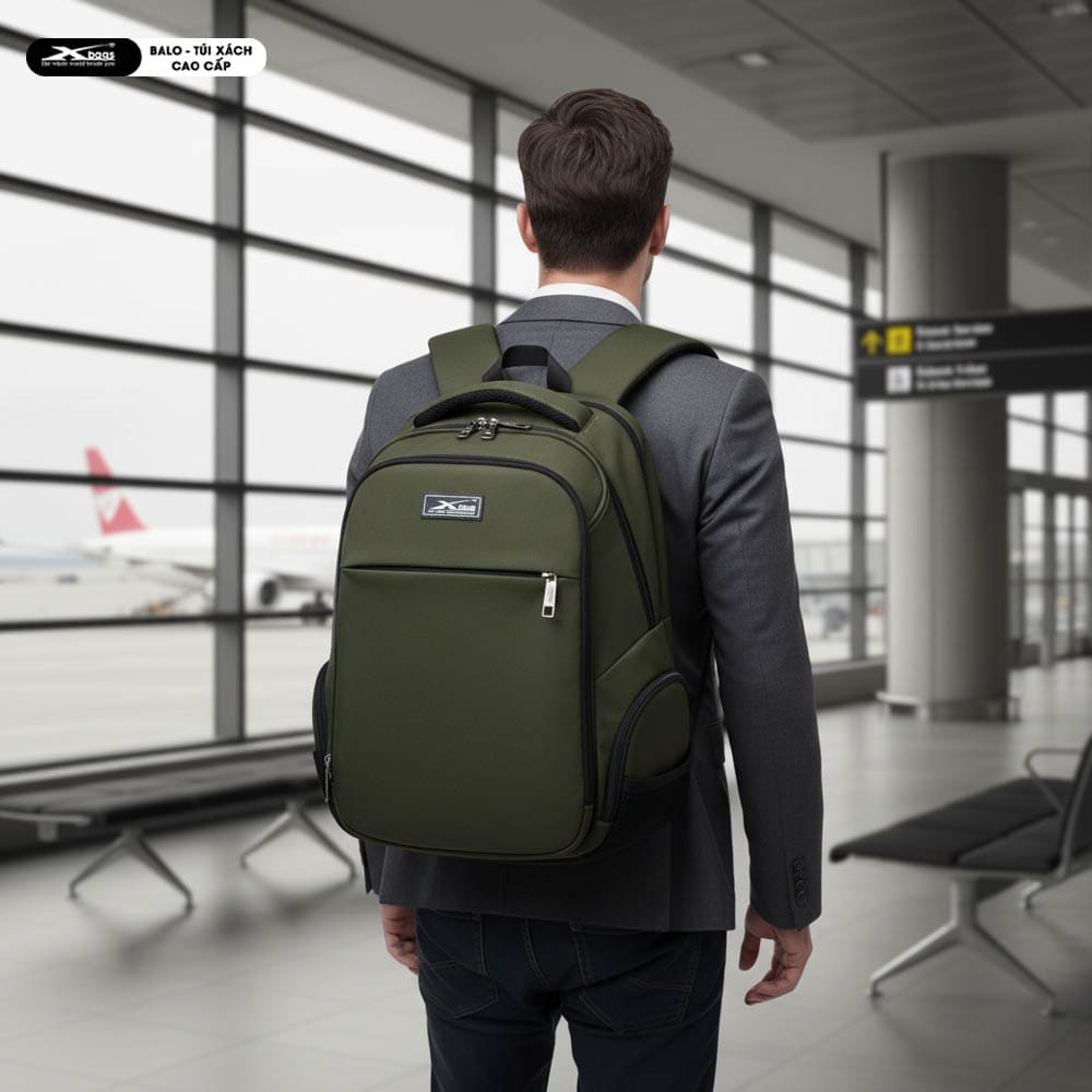 Balo Du Lịch Dung Tích Lớn Đựng Laptop 17 Inch Xbags Travel Cao Cấp Màu Xanh Lính Nam Mạnh Mẽ – Xb1001!