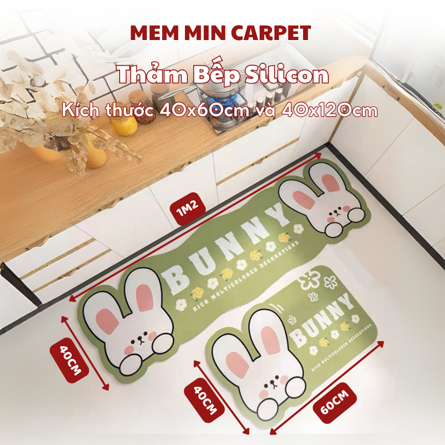 (TH63) Thảm Bếp Silicon Hàng Loại 1 Dày Và Mịn Thấm Hút Tốt, Mặt Đáy Chống trơn, chống trượt tốt - MemMinCarpet