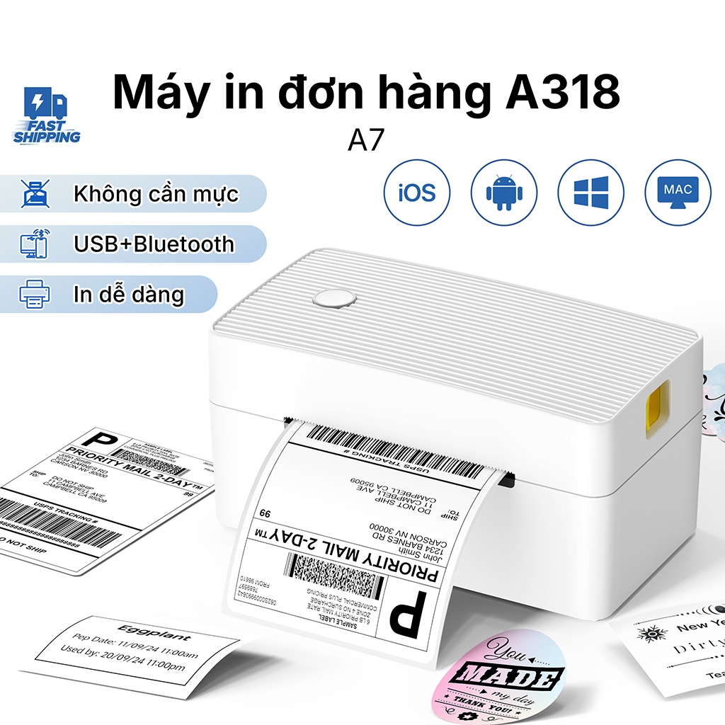 FlashLabel A318 pro ,Máy In Nhiệt Bluetooth Khổ A7, Máy In Đơn Hàng ...