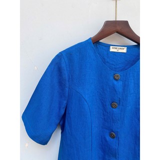 Áo cổ tròn nút gài LINEN TƯNG WASHED dáng croptop. JUNE LINEN #A49