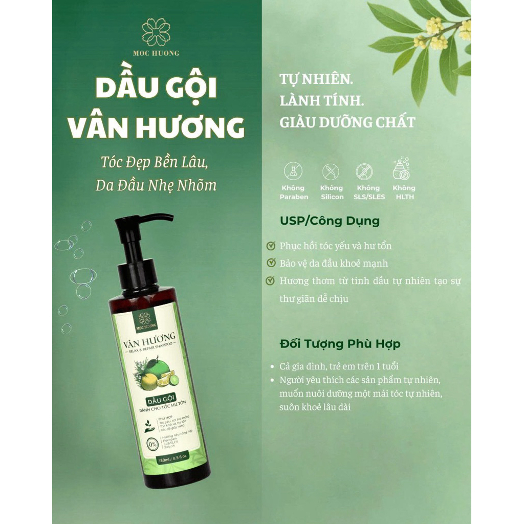 Dầu Gội Thảo Dược Vân Hương - Mộc Hương