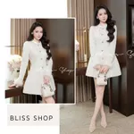 [Thiết Kế Cao Cấp] Đầm Váy Dạ Tweed Dáng Ngắn Cổ Tròn Tay Dài Phối Lông Tiểu Thư Sang Chảnh Dự Tiệc  Bliss - V730 — ảnh 1