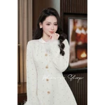 [Thiết Kế Cao Cấp] Đầm Váy Dạ Tweed Dáng Ngắn Cổ Tròn Tay Dài Phối Lông Tiểu Thư Sang Chảnh Dự Tiệc  Bliss - V730 — ảnh 7